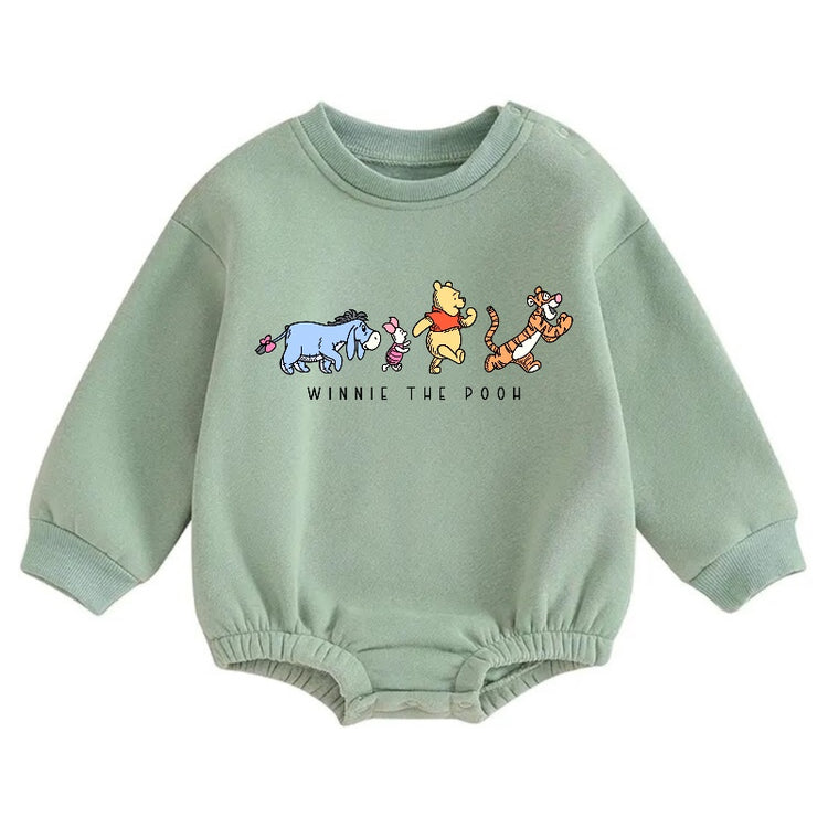Soft warm fleece Baby pooh Oversized Sweatshirt Romper Hippo Boutique