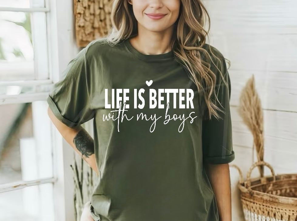 Life is Better with my Boys Women’s T-Shirts Hippo Boutique