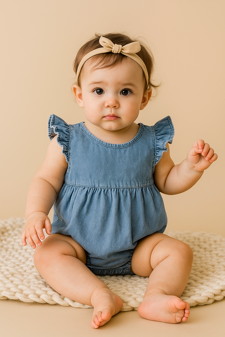 Denim Sleeveless Baby Dress Romper Hippo Boutique