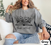 Book Addict Open floral Book Sweatshirts Hippo Boutique