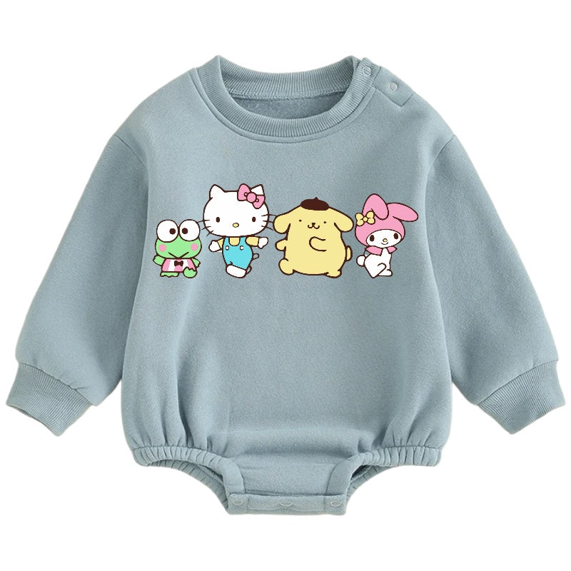 Soft warm fleece kitty Oversized Sweatshirt Romper Hippo Boutique