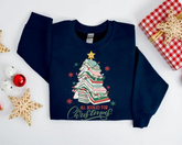 All Booked for Christmas Sweatshirts Hippo Boutique