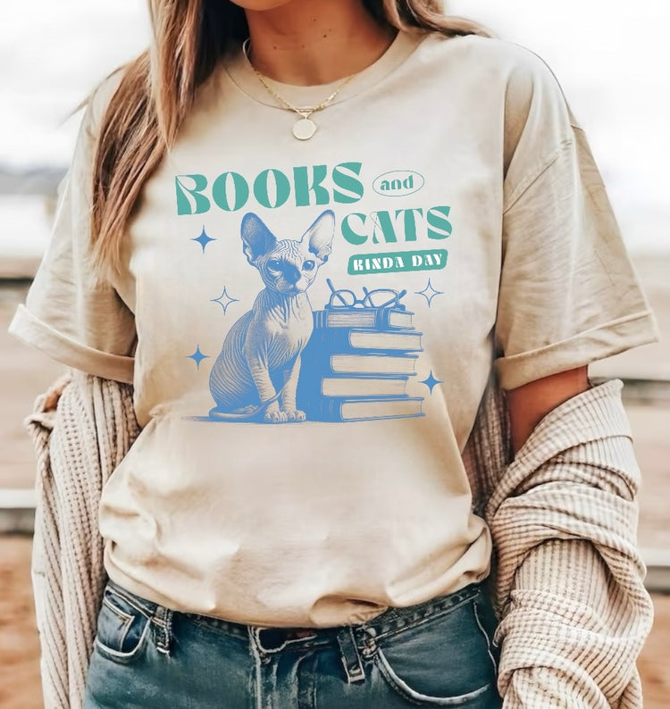 Books and Cats Women’s T-Shirts Hippo Boutique