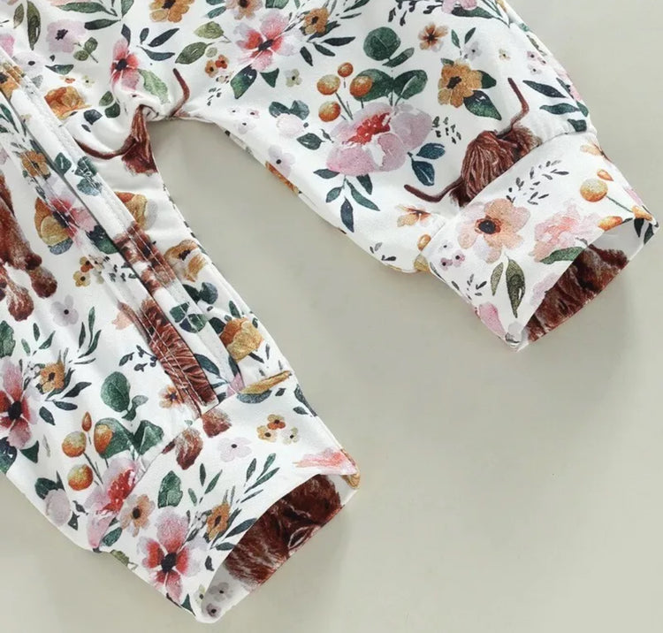 Highland Cow Print Sleeveless Romper Bodysuit Hippo Boutique