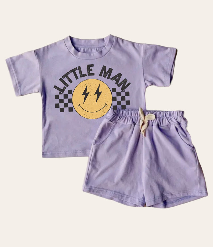 Little Man Retro Baby boy T-Shirt & Shorts Outfit Hippo Boutique