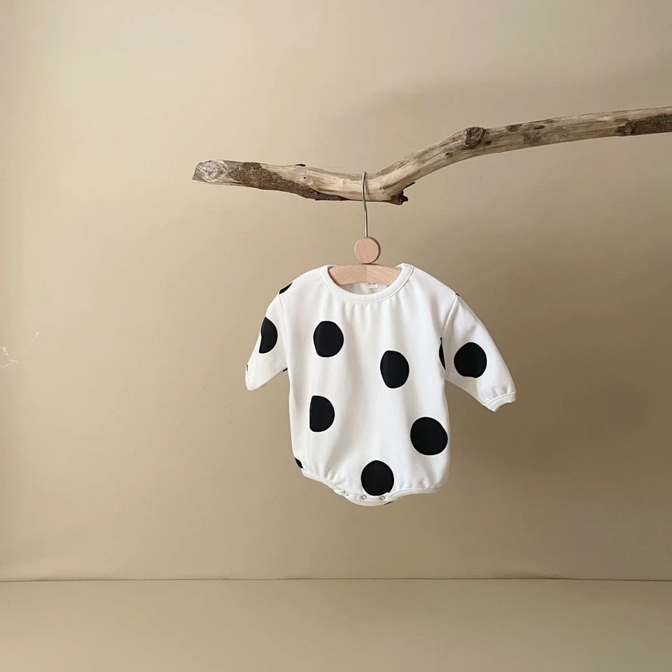 Polka Dot Sweatshirt Romper Hippo Boutique