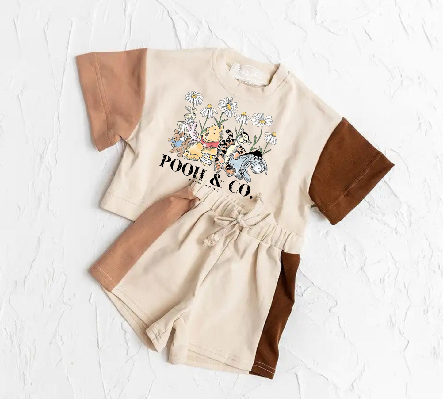 Baby & Toddler cotton color block pooh outfit Hippo Boutique