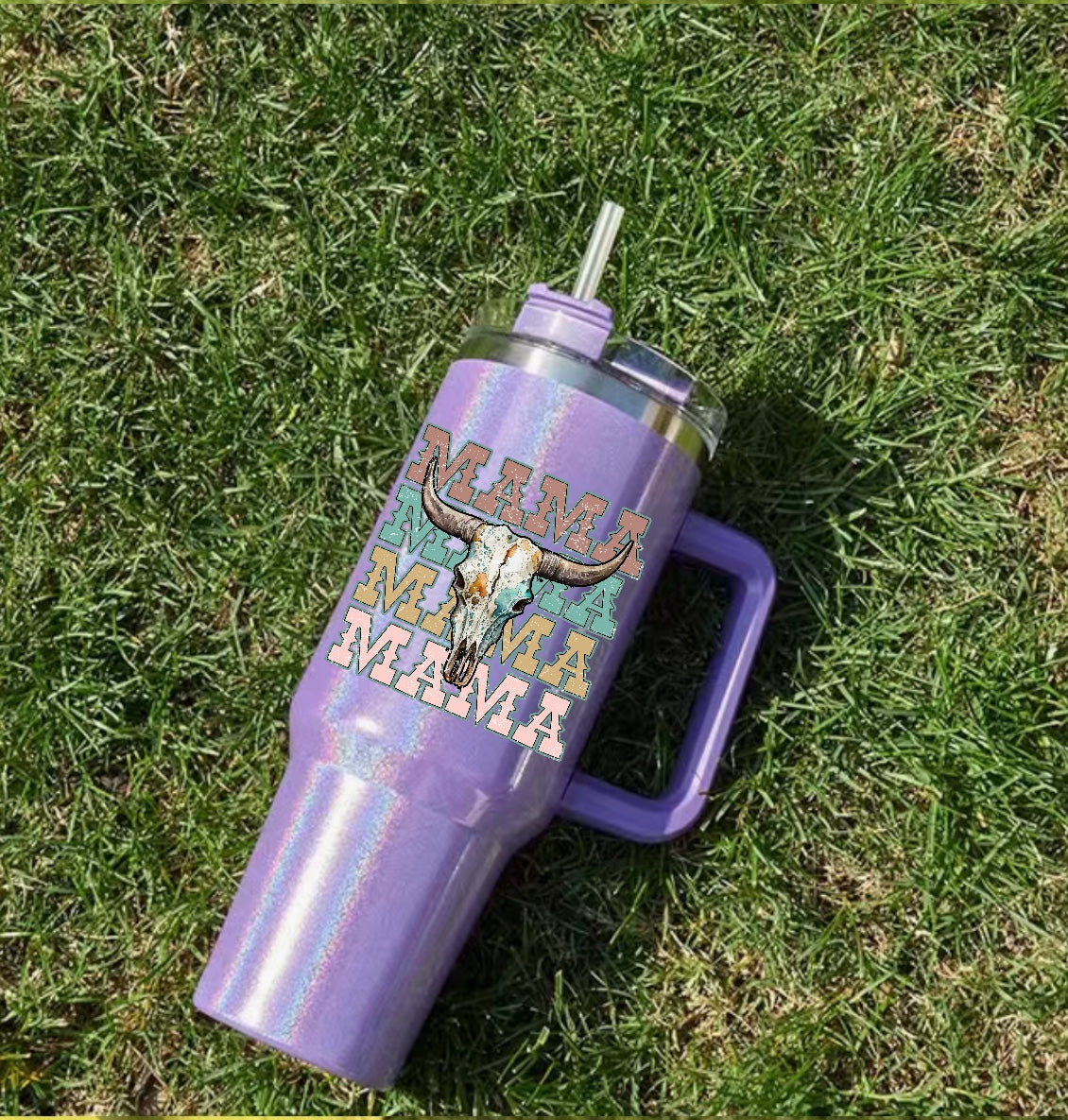 Western Mama 40oz Insulated Tumbler with Handle and straw Hippo boutique