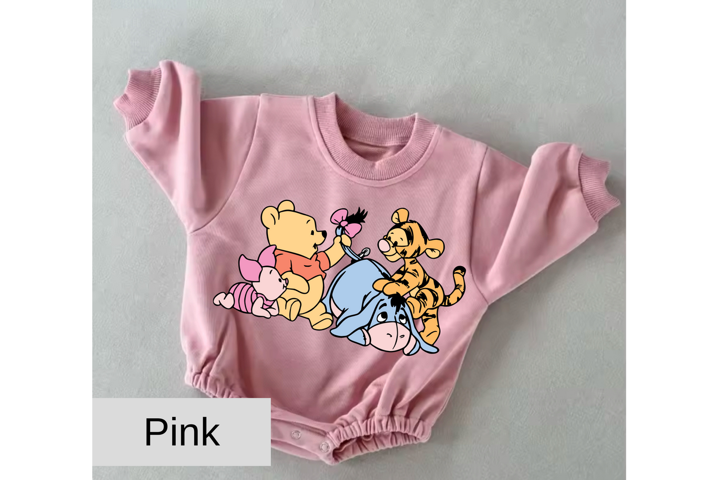 Pooh friends baby Oversized Sweatshirt Romper Hippo Boutique