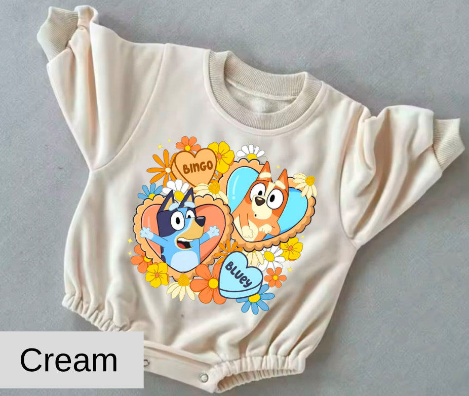 Bluey baby Oversized Sweatshirt Romper Hippo Boutique