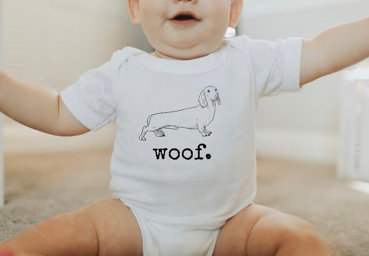 Woof Dog Baby Bodysuit Hippo Boutique