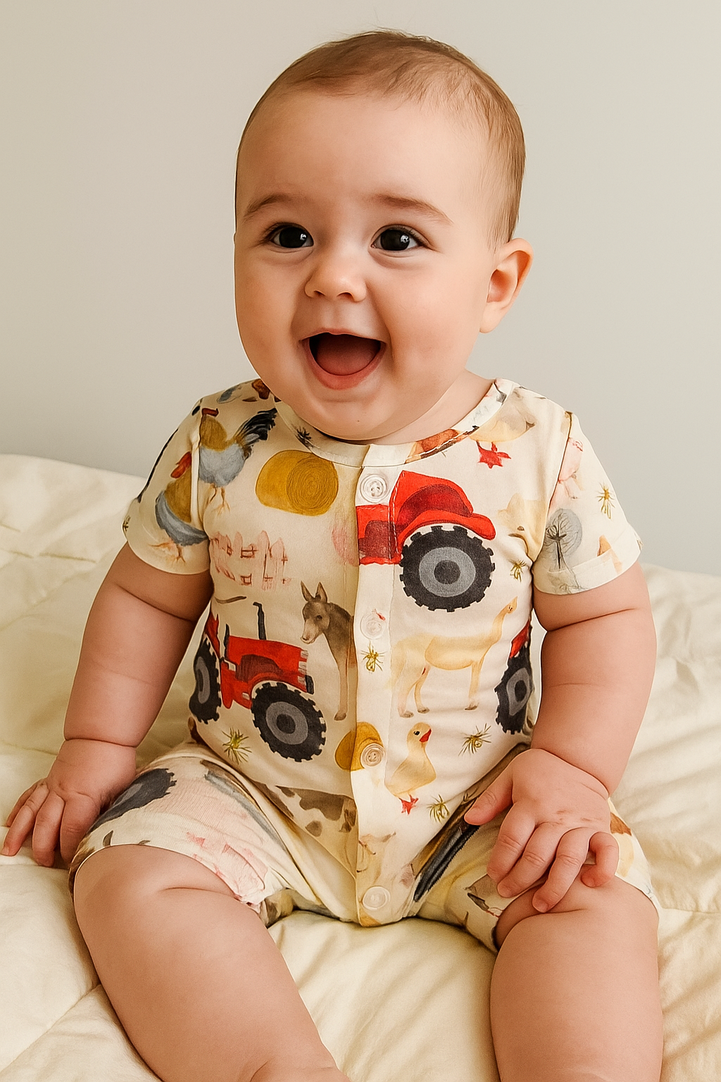 Baby Farm Tractor Rompers Hippo Boutique