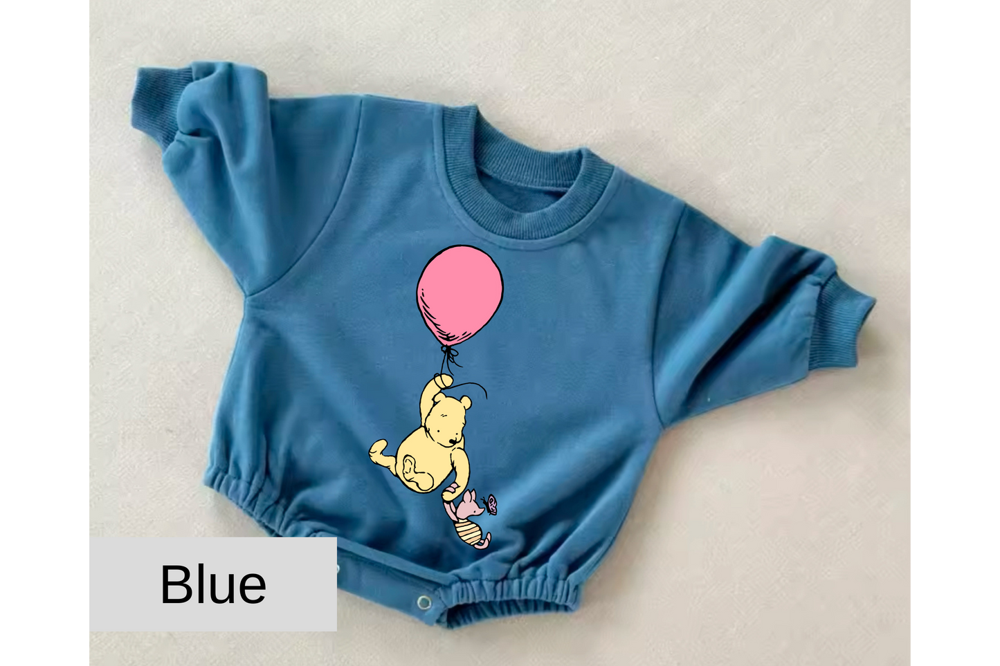 Pink Balloon Pooh baby Oversized Sweatshirt Romper Hippo Boutique