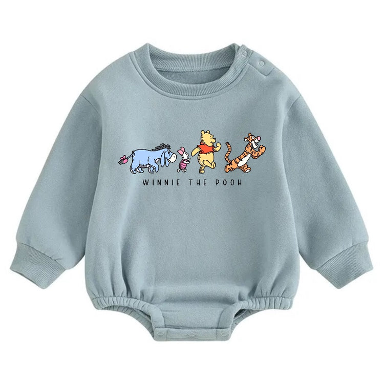 Soft warm fleece Baby pooh Oversized Sweatshirt Romper Hippo Boutique