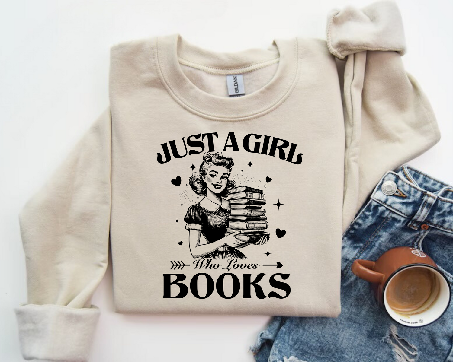 Just a Girl who Loves Books Sweatshirts Hippo Boutique