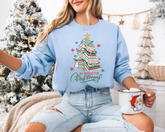 All Booked for Christmas Sweatshirts Hippo Boutique