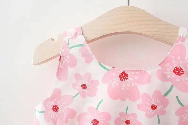 Floral Sleeveless Baby Dress with Sun Hat Hippo Boutique