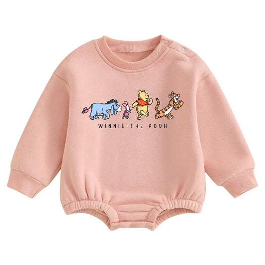 Soft warm fleece Baby pooh Oversized Sweatshirt Romper Hippo Boutique