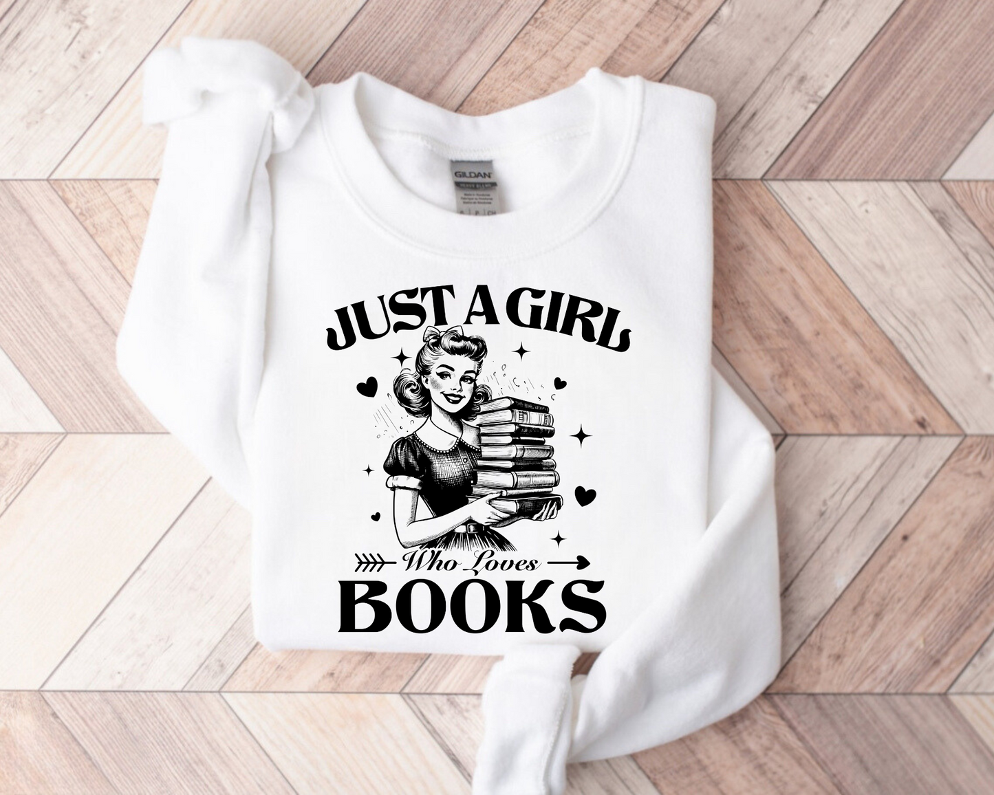 Just a Girl who Loves Books Sweatshirts Hippo Boutique