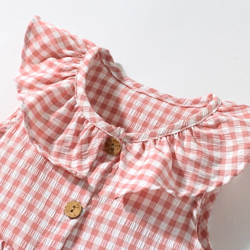 Mushroom Plaid kids Sun Dress Hippo Boutique