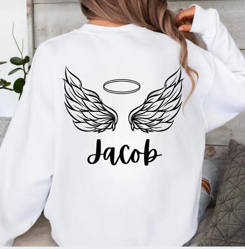 Custom memorial hoodie with name date and quote on sleeve and back Hippo Boutique