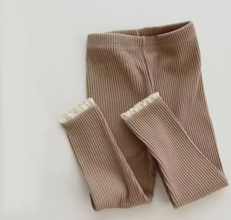 Newborn Baby Leggings with Lace Cuffs Hippo Boutique