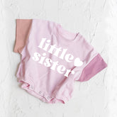 Little Sister baby Color Block T-Shirt Bubble Romper Hippo Boutique
