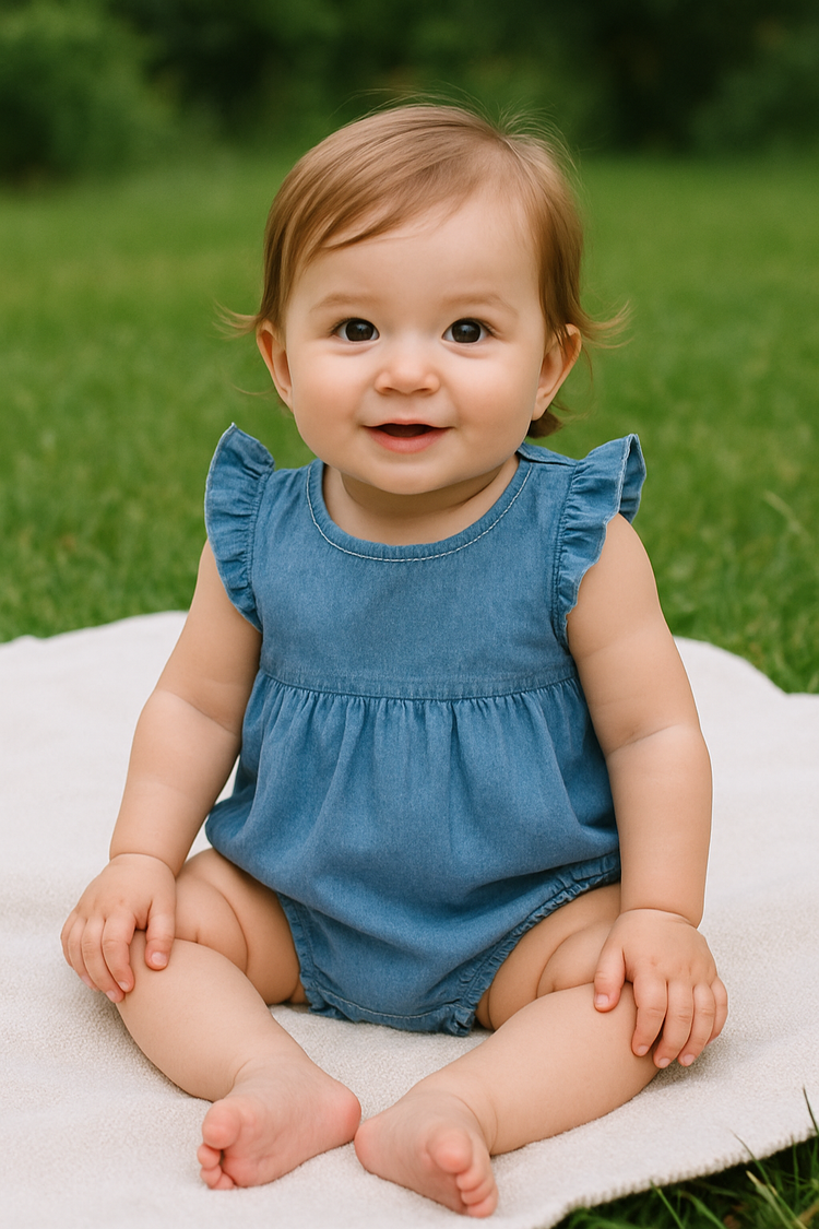 Denim Sleeveless Baby Dress Romper Hippo Boutique