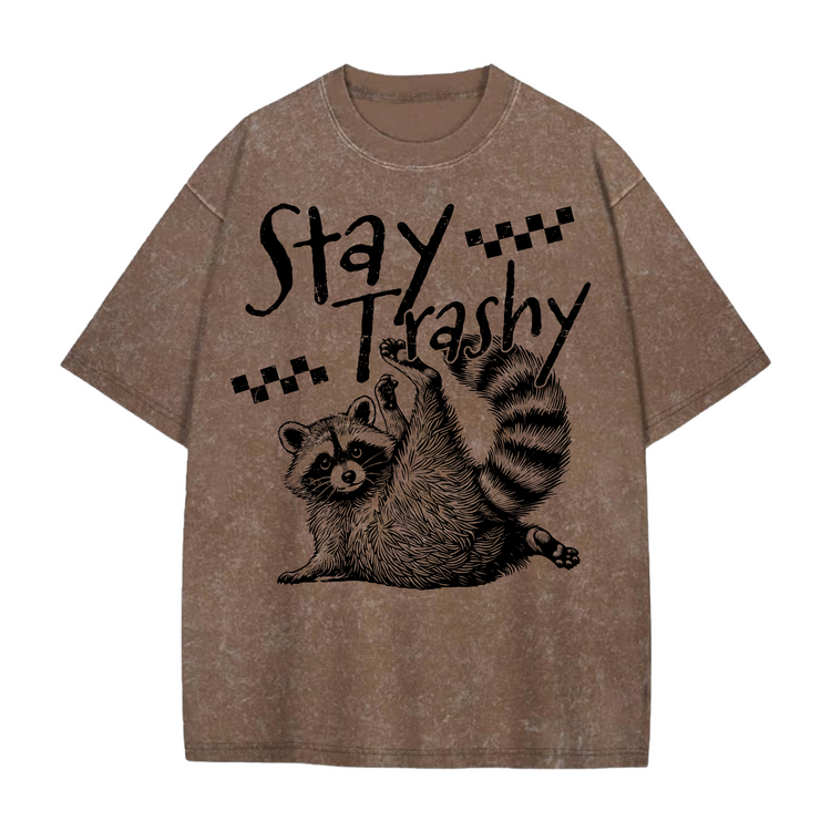 Oversized Acid Washed Raccoon T-Shirt Hippo Boutique