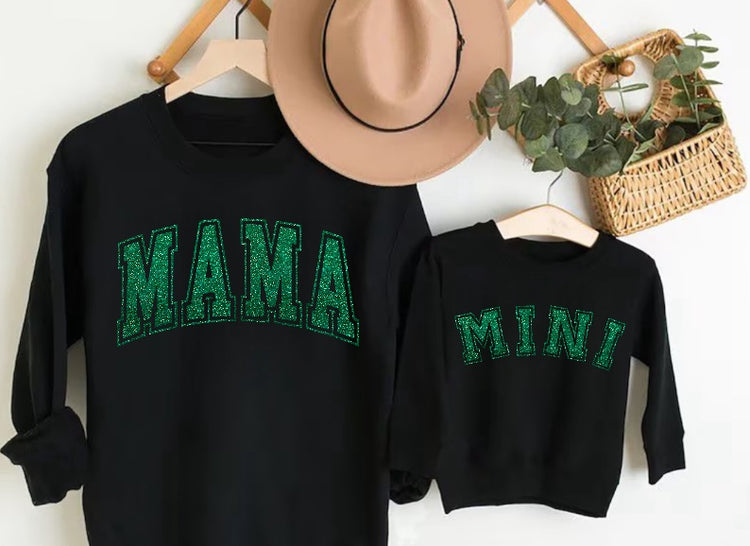 Glitter Mama & Mini Matching Sweatshirts - Black Hippo Boutique