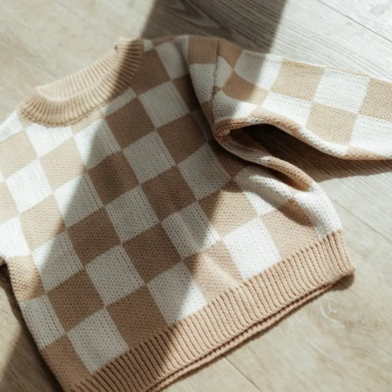 Checkered Knit baby Sweater Hippo Boutique