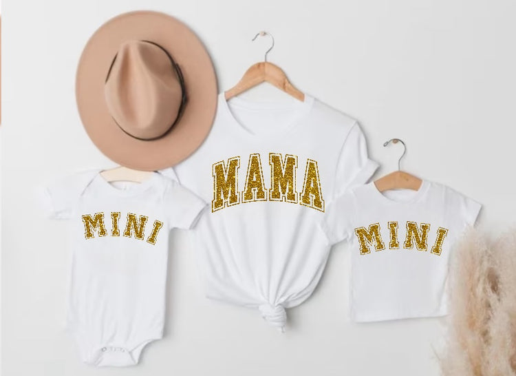 Glitter Mama & Mini Matching T-Shirts & Onesie - White Hippo Boutique