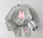 Baby Waffle Knit Jogger Outfit - Bunny Strawberry Hippo Boutique
