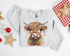 Highland Cow Lights Christmas Sweatshirts Hippo Boutique