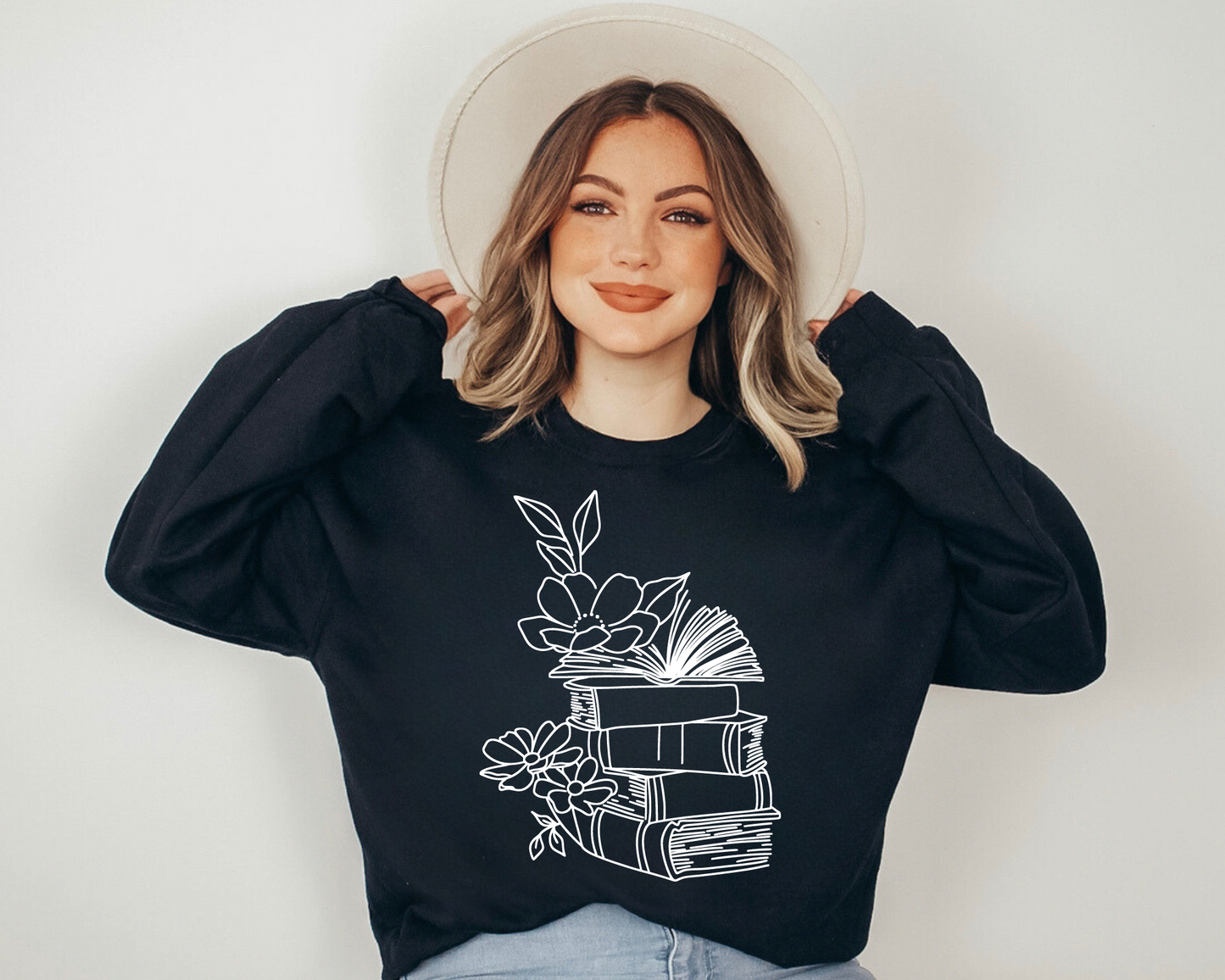 Floral books Sweatshirts Hippo Boutique