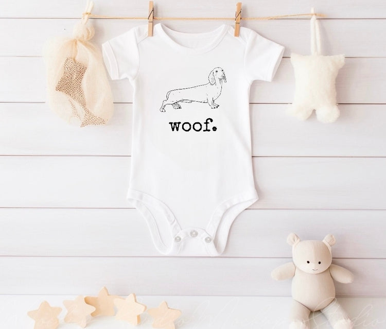 Woof Dog Baby Bodysuit Hippo Boutique