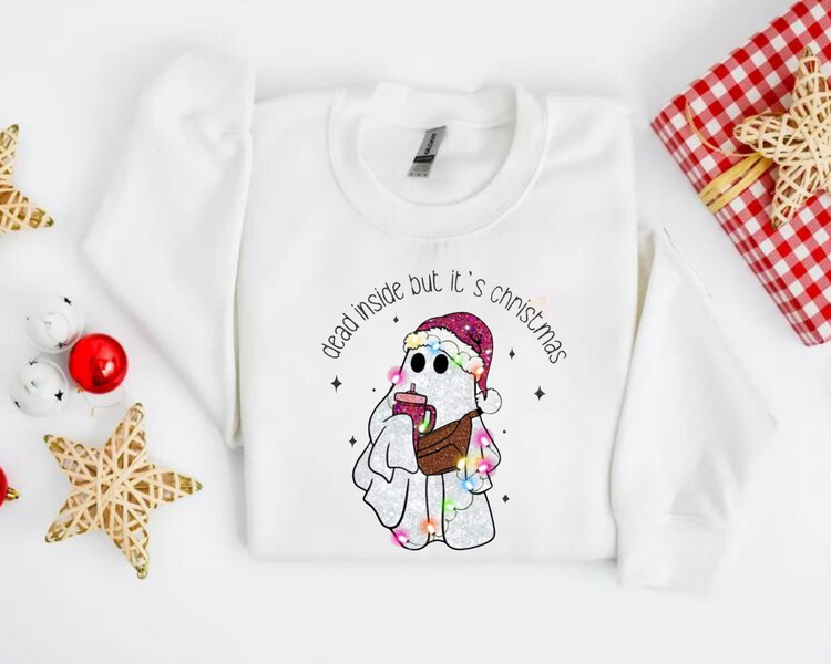 Dead Inside but its christmas crewneck Sweatshirts Hippo Boutique