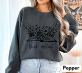 Book Addict Open floral Book Sweatshirts Hippo Boutique