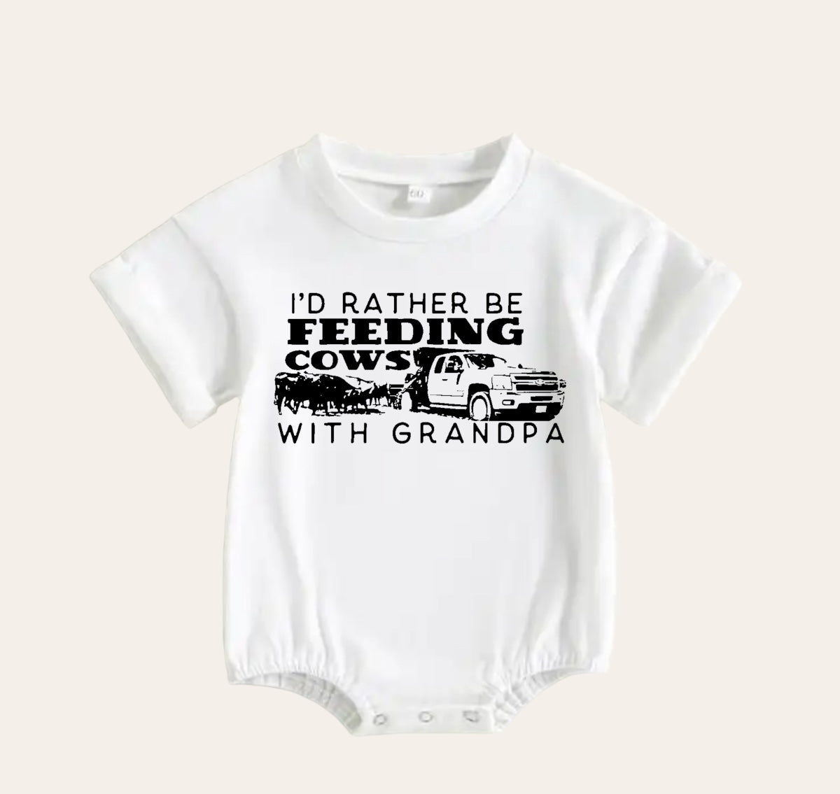 Feeding Cows With Grandpa Baby & toddler t-shirt bubble Romper Hippo Boutique