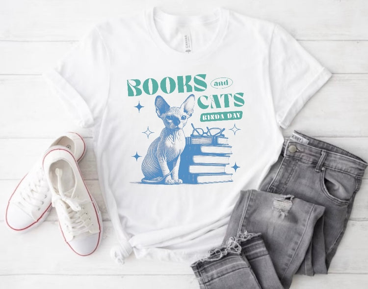 Books and Cats Women’s T-Shirts Hippo Boutique