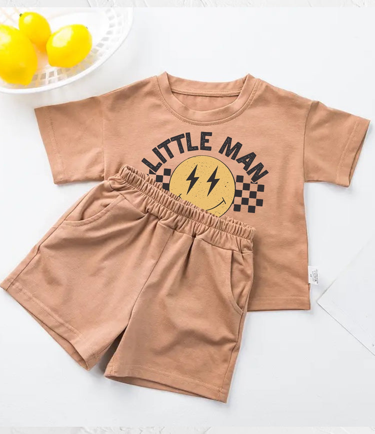 Little Man Retro Baby boy T-Shirt & Shorts Outfit Hippo Boutique