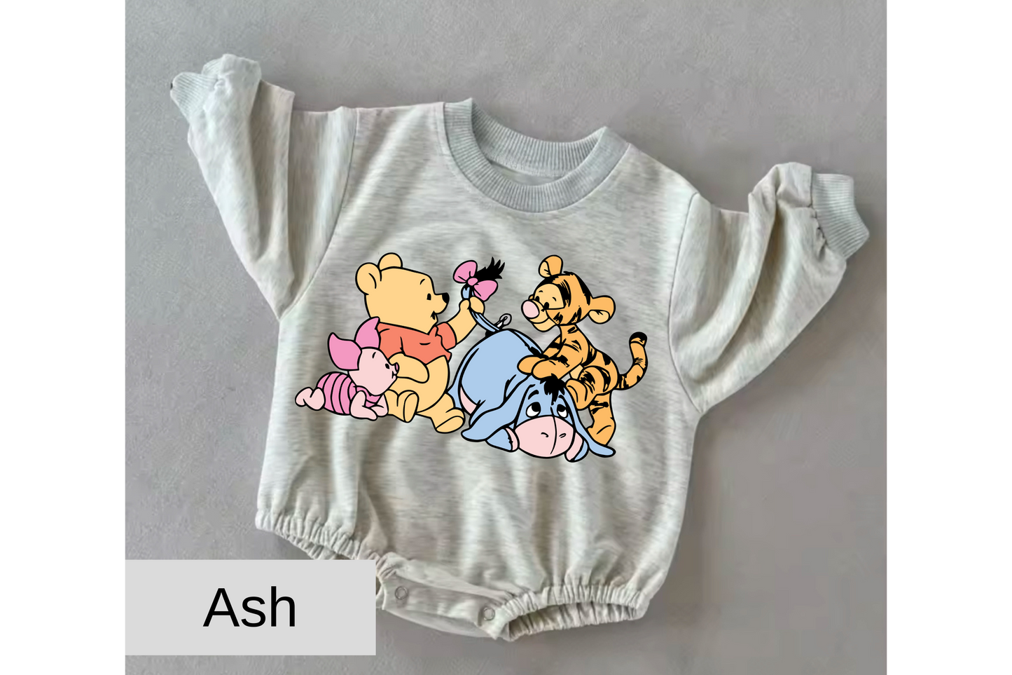 Pooh friends baby Oversized Sweatshirt Romper Hippo Boutique