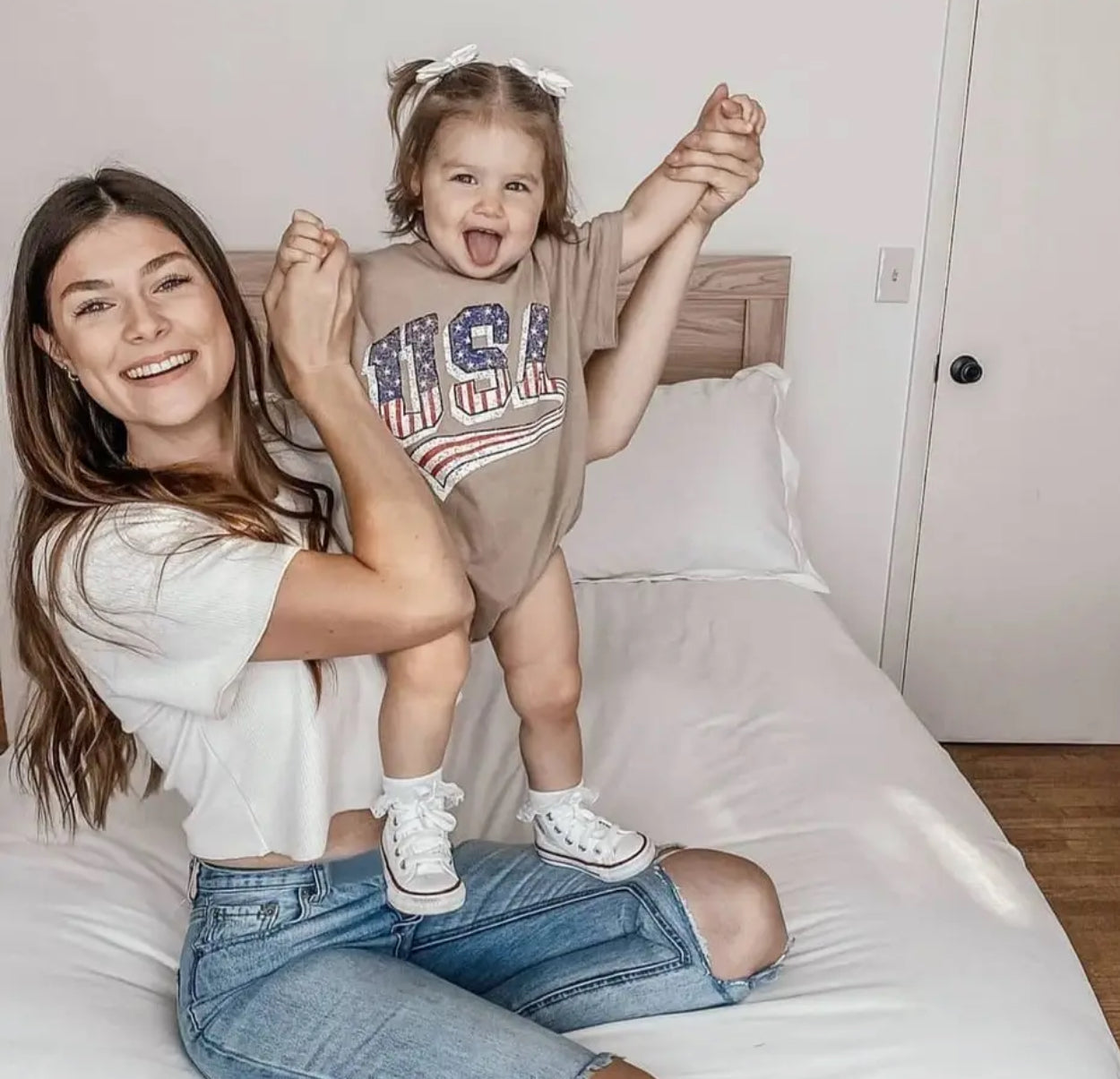 USA Baby t-shirt bubble romper bodysuit Hippo Boutique