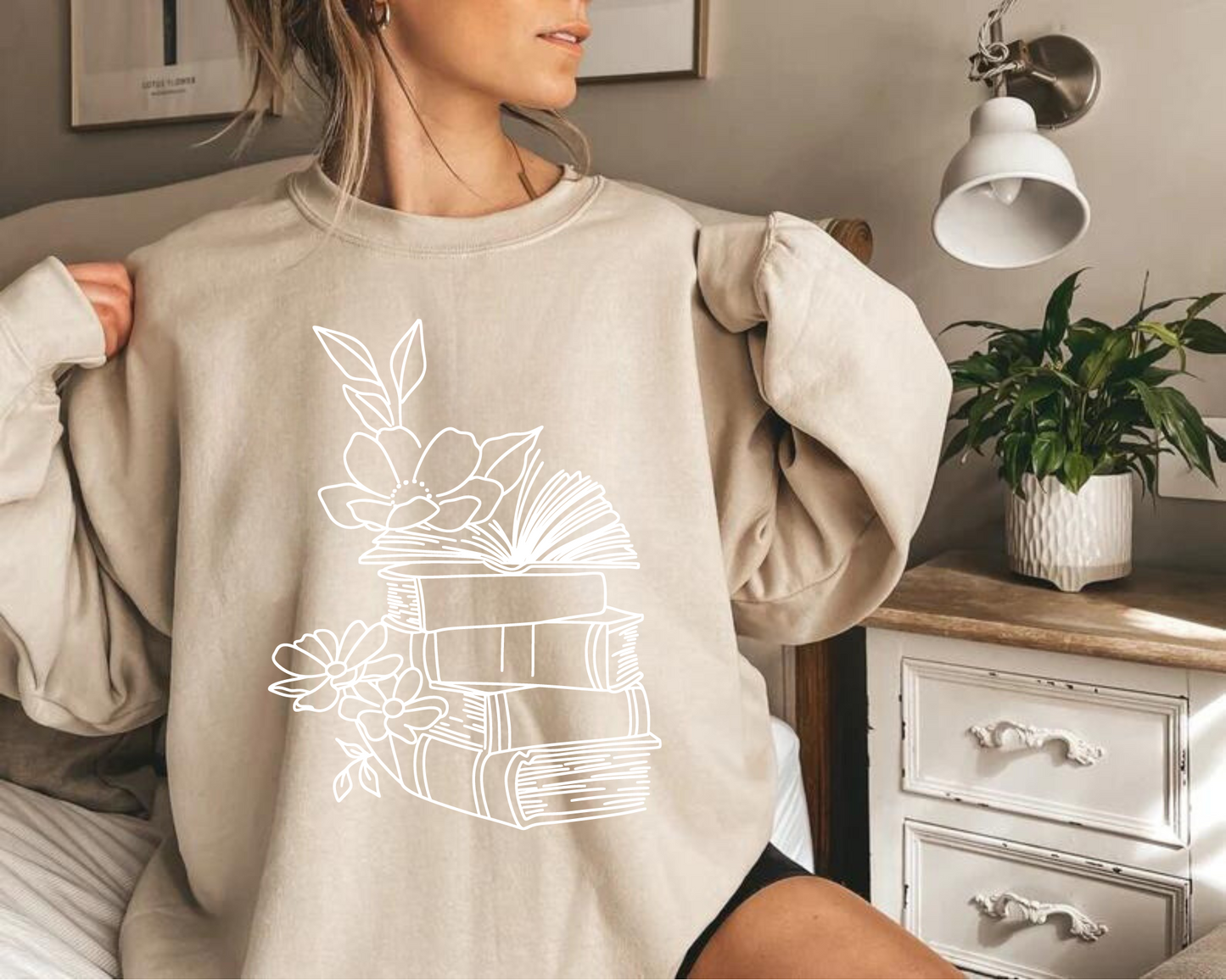 Floral books Sweatshirts Hippo Boutique