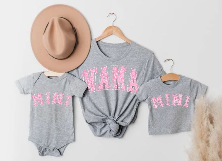 Glitter Mama & Mini Matching T-Shirts & Onesie - Grey Hippo Boutique