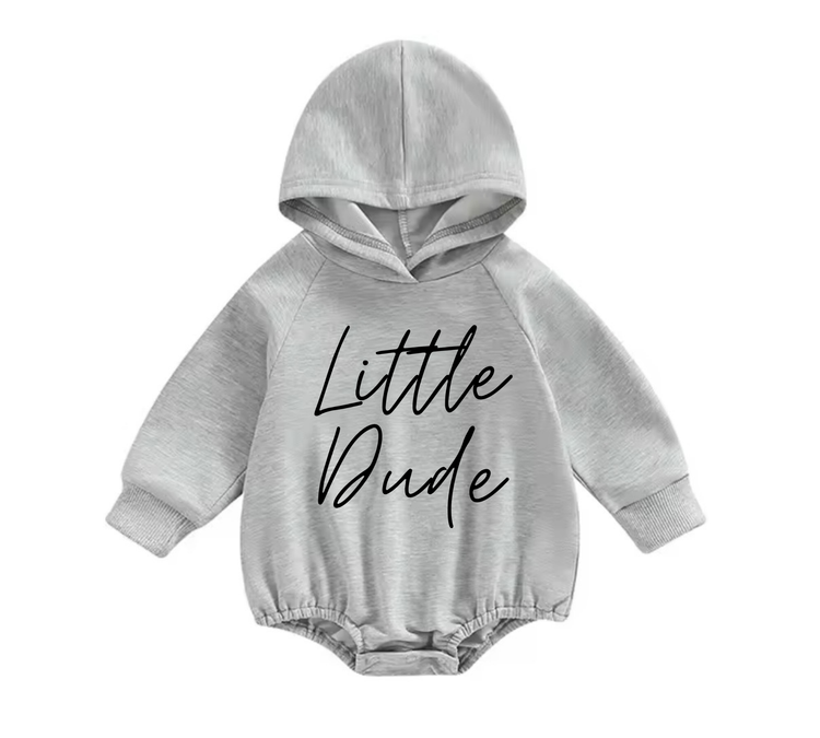 Little Dude Oversized Hooded Sweatshirt Romper Hippo Boutique