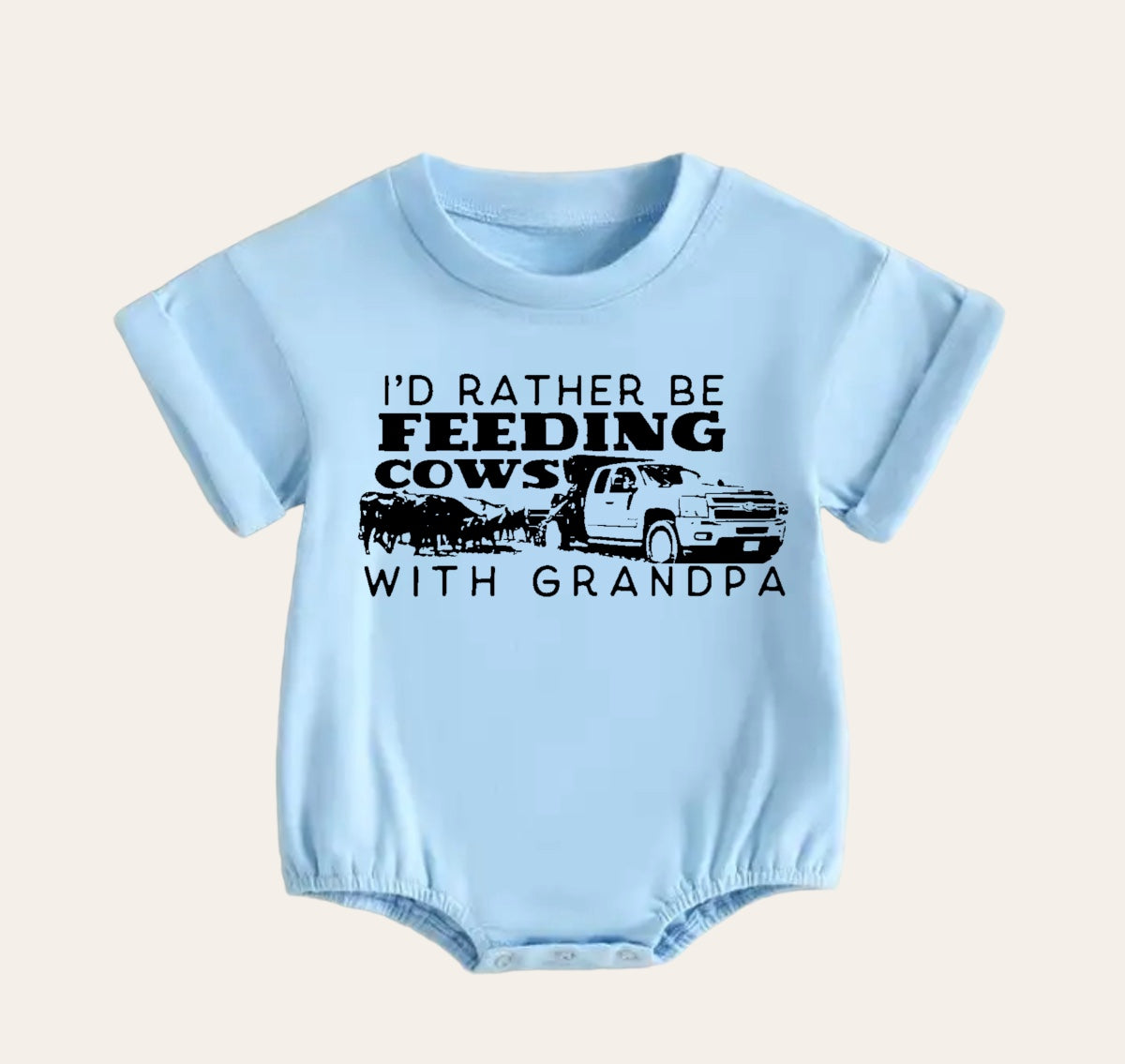 Feeding Cows With Grandpa Baby & toddler t-shirt bubble Romper Hippo Boutique