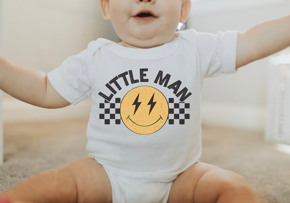 Little Man Retro Baby Boy Romper Bodysuit Hippo Boutique