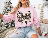 Cow Bow Christmas Sweatshirts Hippo Boutique