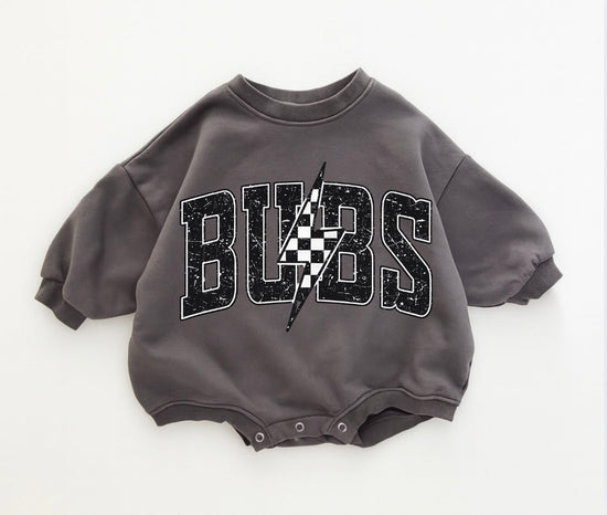 Baby Cotton Sweatshirt Romper - Bubs Lightning Hippo Boutique